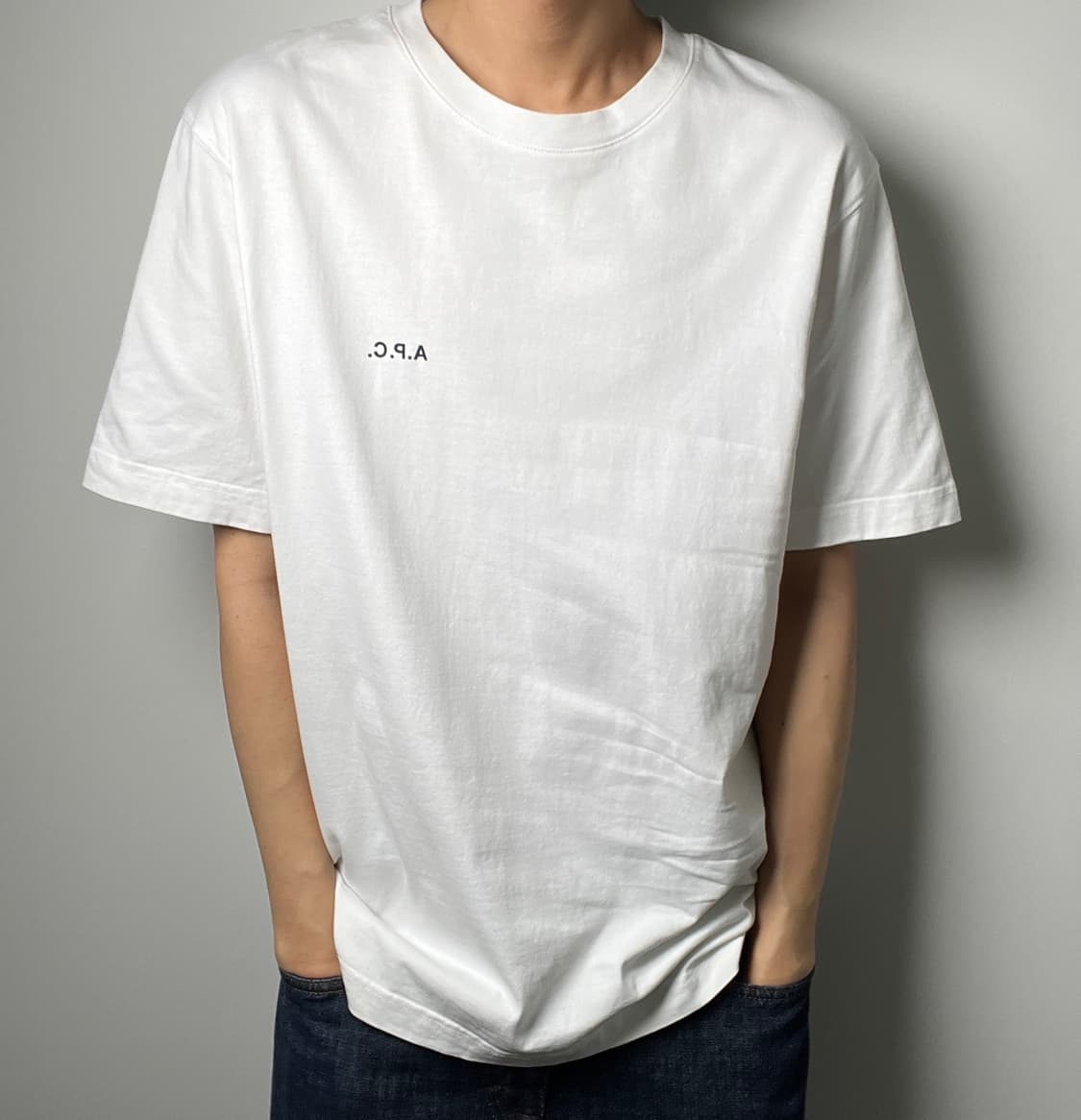 A.P.C 아페쎄 화이트 로고 반팔 티셔츠 L 상품이미지3