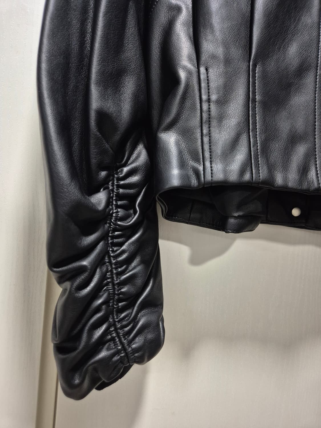 빈티지 블랙 레더 셔링 자켓.새상품 상품이미지8