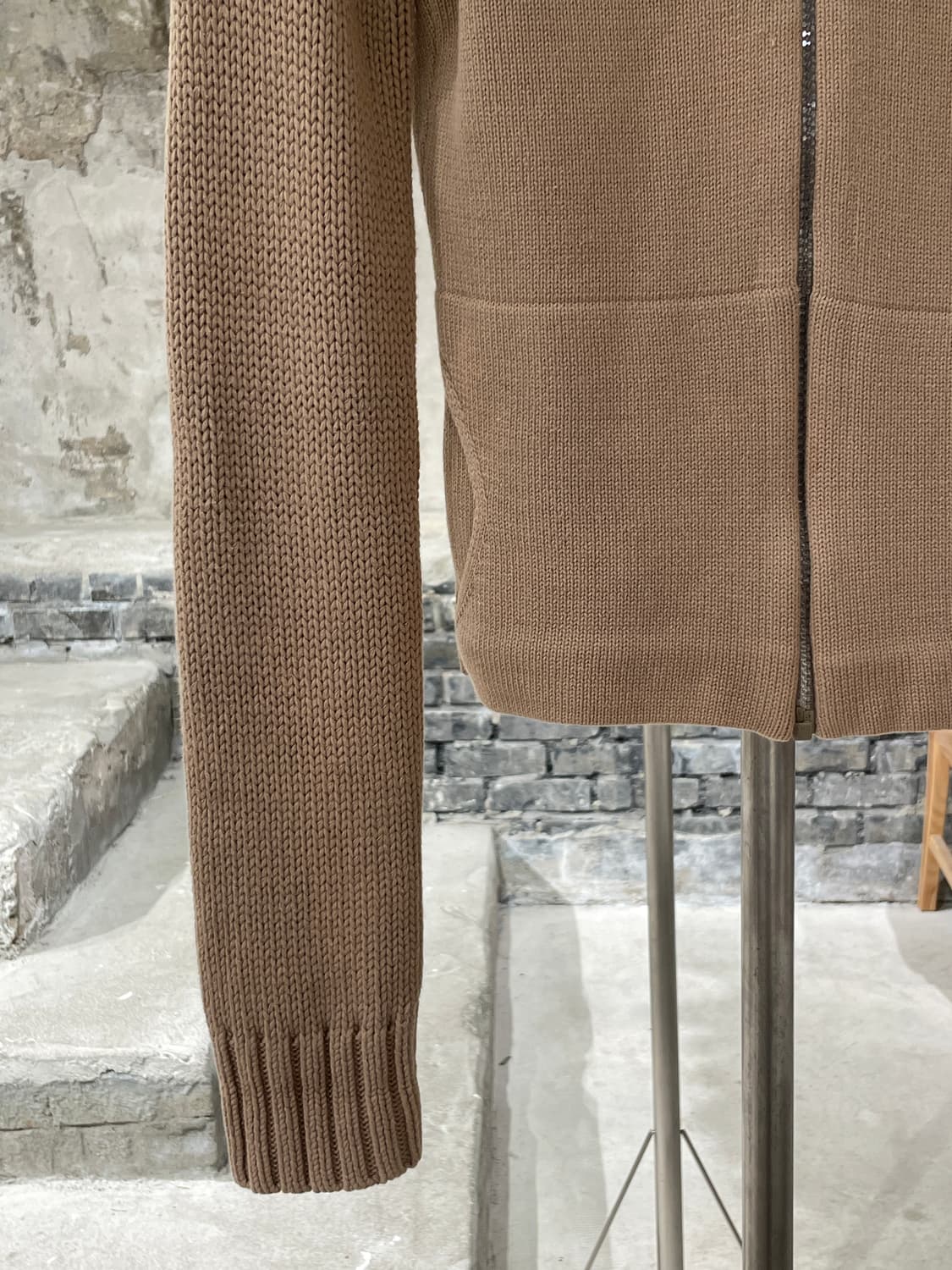 아르마니 익스체인지 베이지 슬림 니트 집업 자켓 상품이미지4