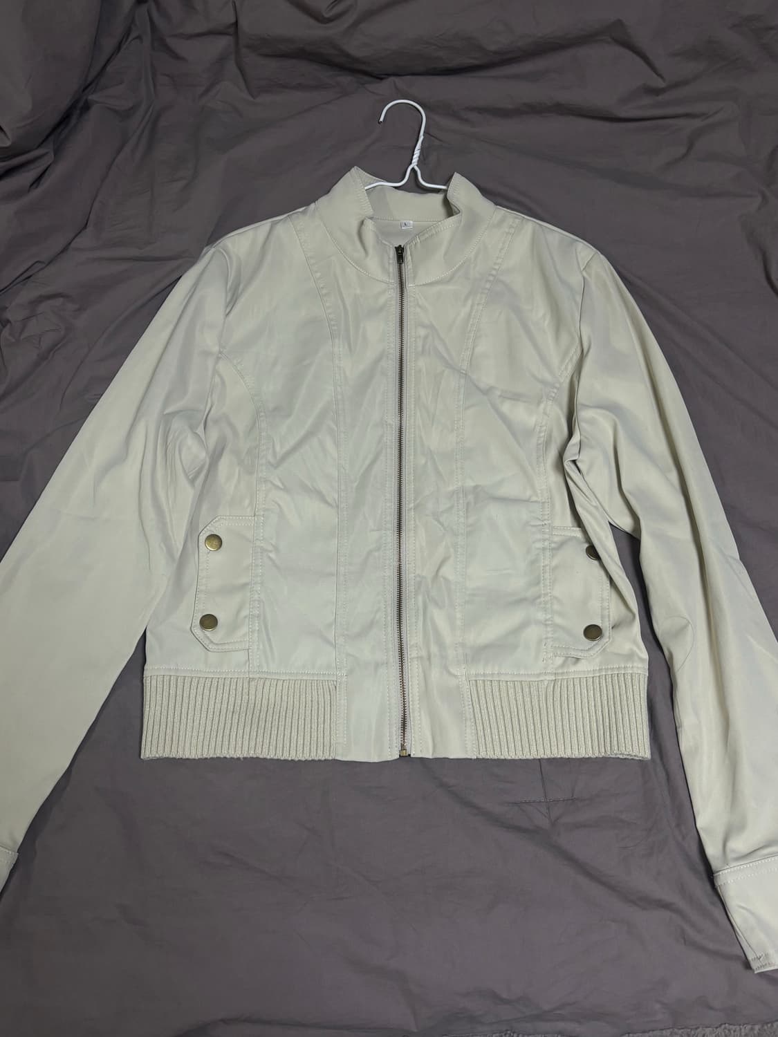 하이넥 집업 자켓 베이지 상품이미지1