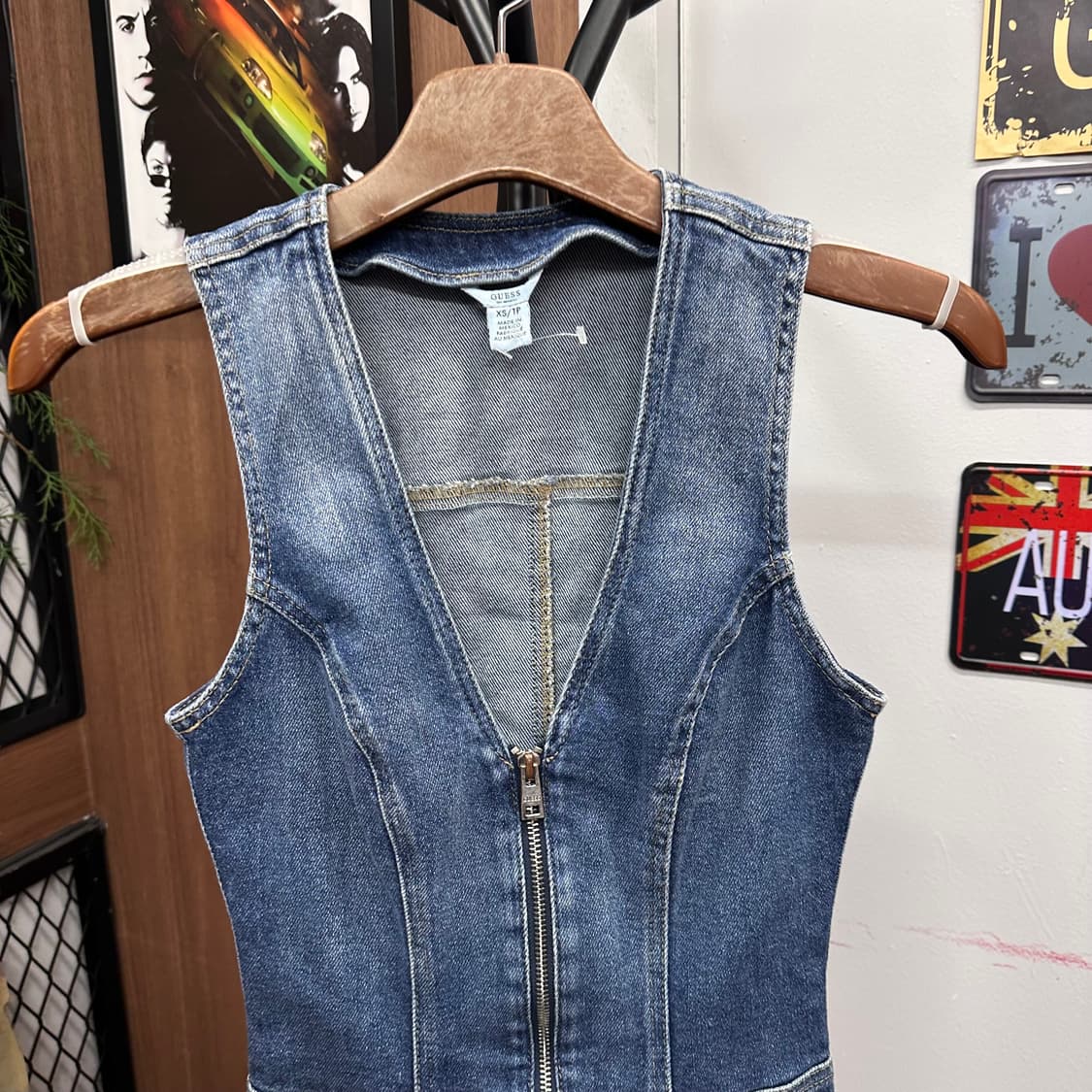 GUESS, Denim Sleeveless Short Jumpsuit  상품이미지3