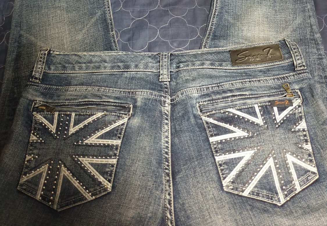 (빈티지) 세븐진 슬림 스트레이트 워싱 스트레치 데님팬츠 인디고 (32) 상품이미지2