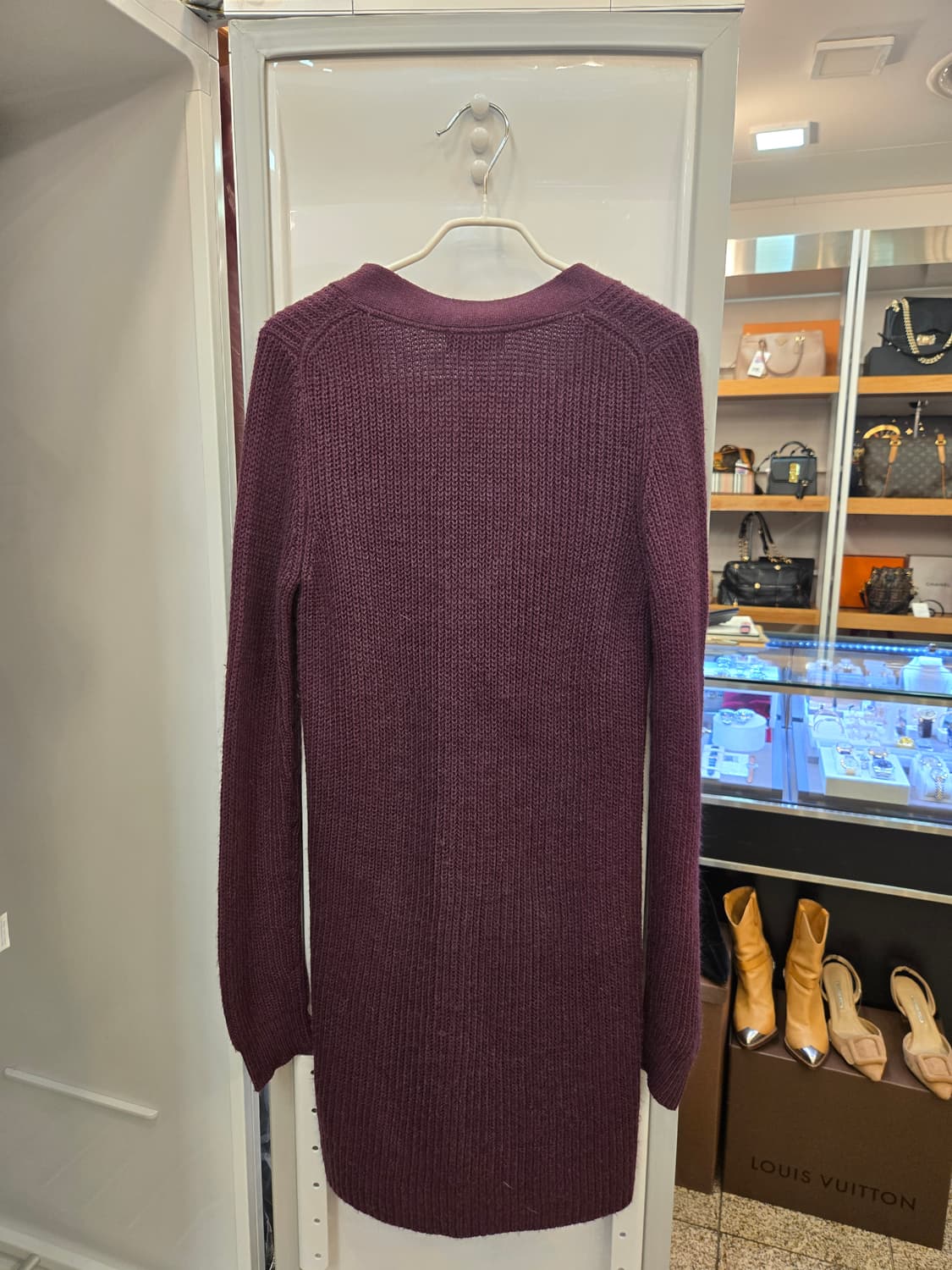 버버리 블루 라벨 버건디 롱 니트 가디건 상품이미지2