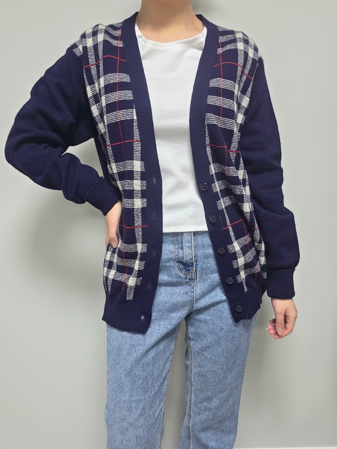 Burberrys / 네이비 노바체크 가디건 상품이미지8