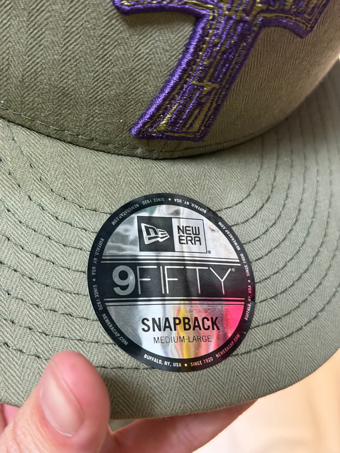 *희귀* 뉴에라 크로스 십자가 헤링본 스냅백 올리브 카키 상품이미지2