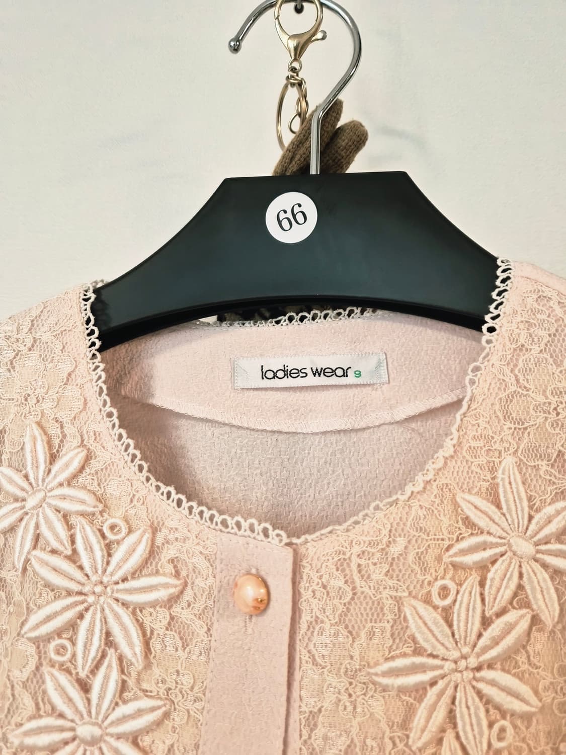 (Made in Japan) 레이스 디테일 핑크 블라우스 (9BR/55~ 상품이미지4