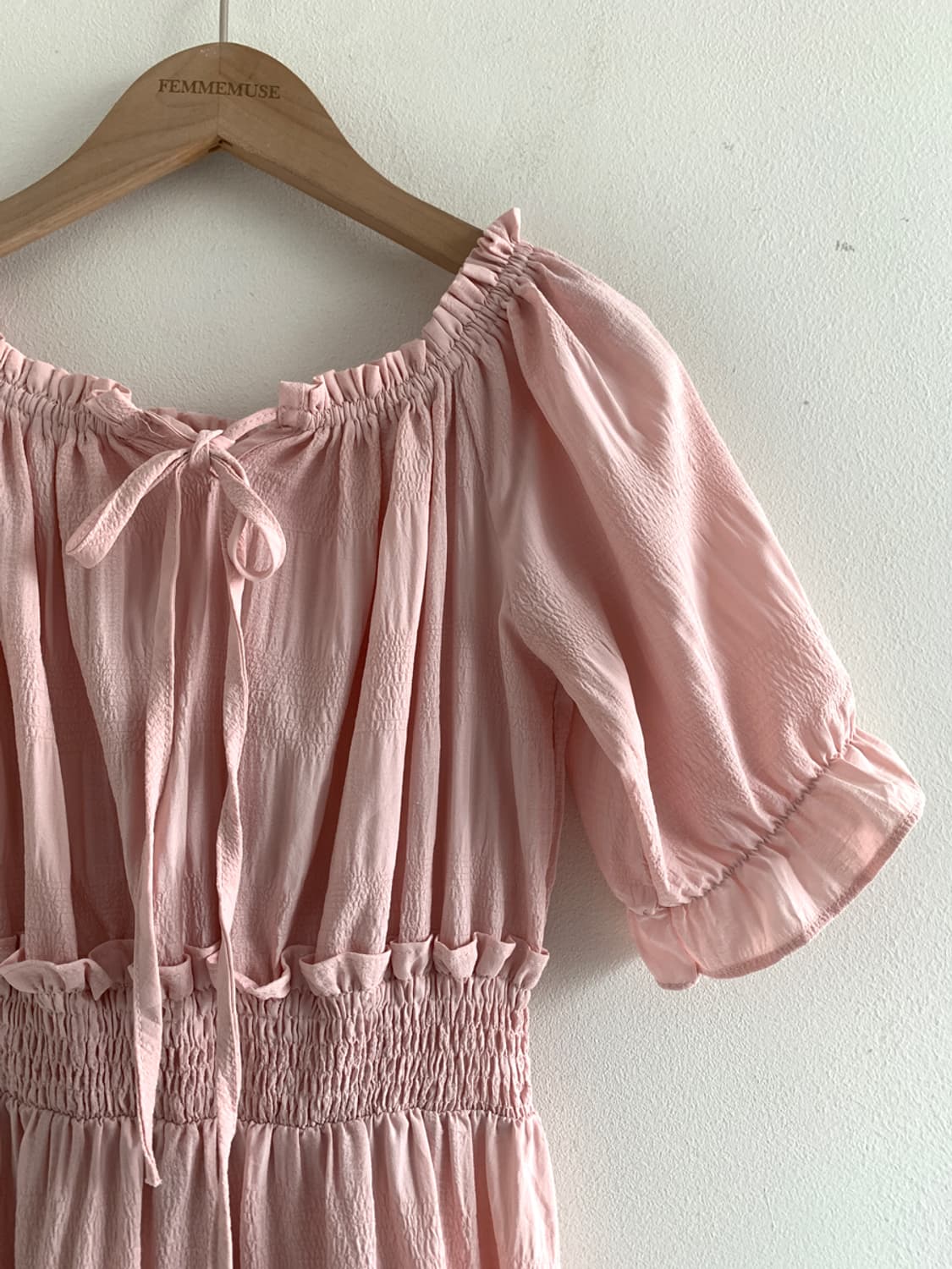 Ribbon frill smocked dress 상품이미지4
