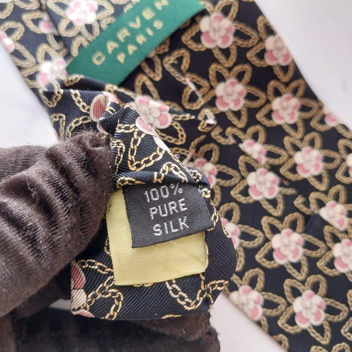 까르뱅 실크 블랙 플로럴 패턴 넥타이 9.6cm A+~A등급 K2079
 상품이미지9