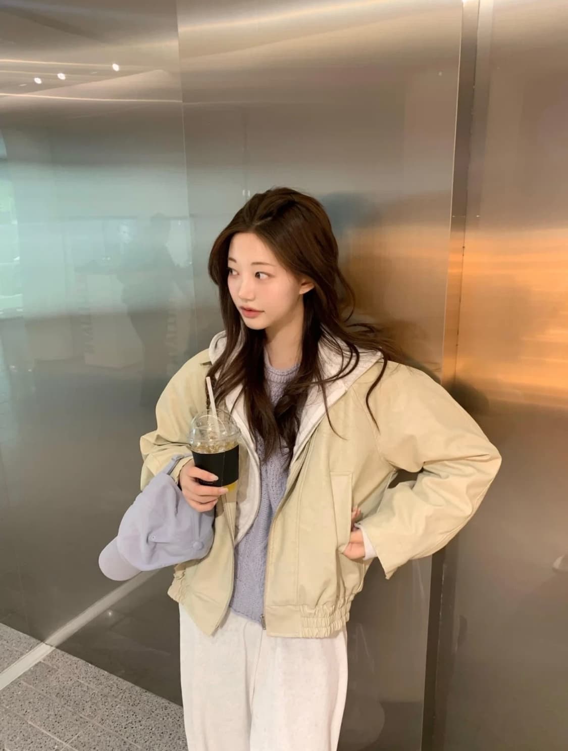 제니오 zaenio 에밀리 레더자켓 (샌드 아이보리) 상품이미지1