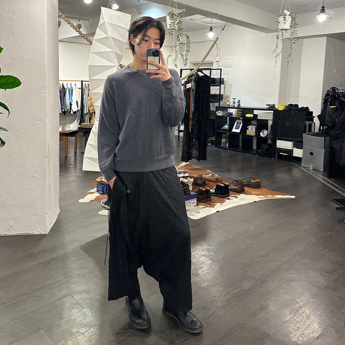 요지야마모토 뿌르옴므 주름가공 사루엘 팬츠 상품이미지4