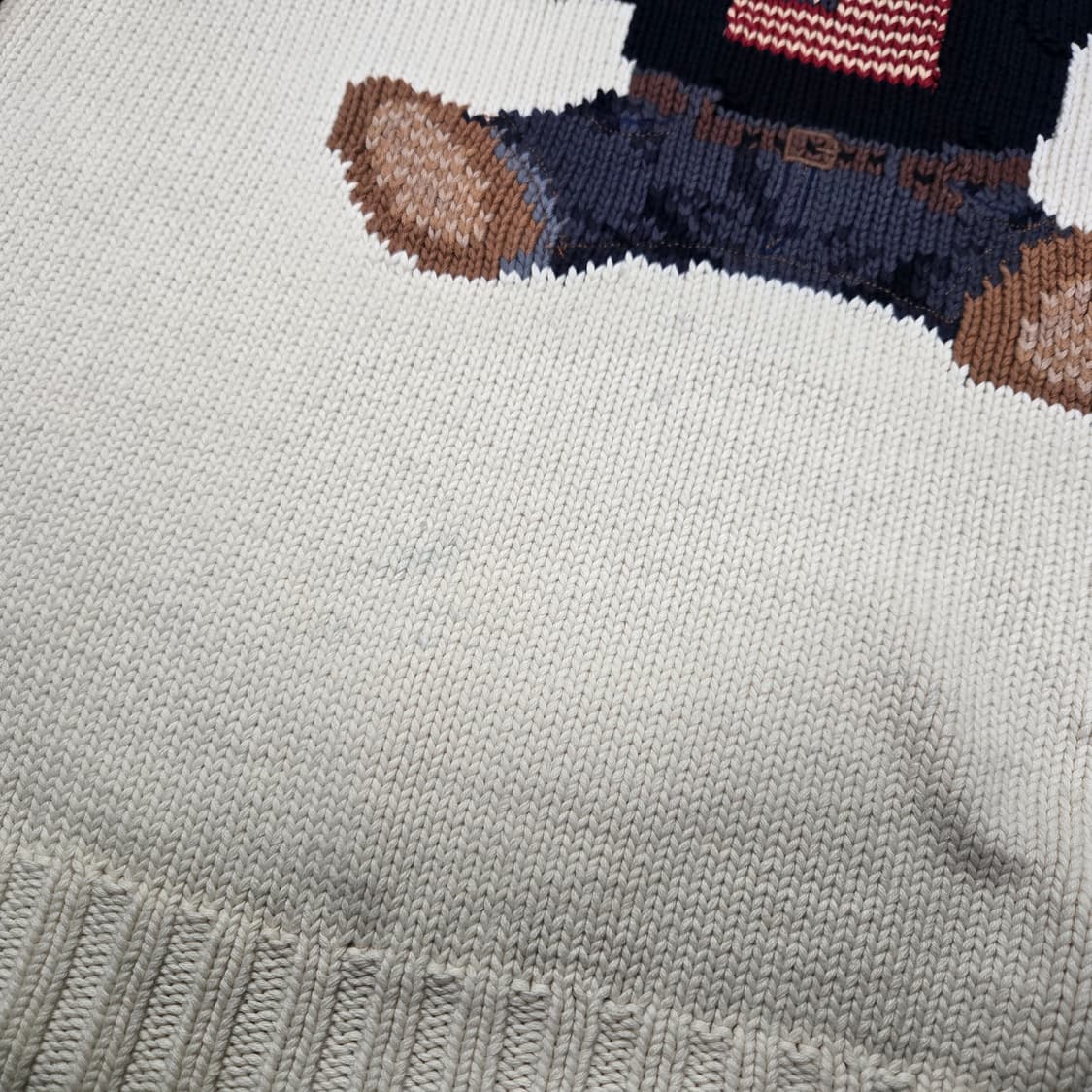 L 폴로랄프로렌 싯다운베어 핸드니트 스웨터 아이보리 상품이미지4