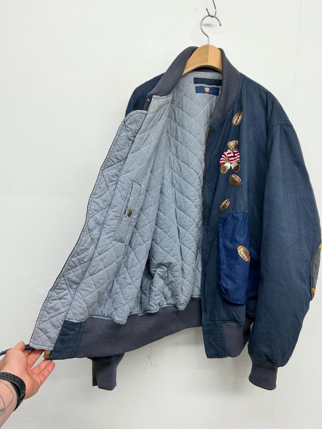90s JPN 칼헬무트 럭비베어 블루종 자켓 상품이미지4