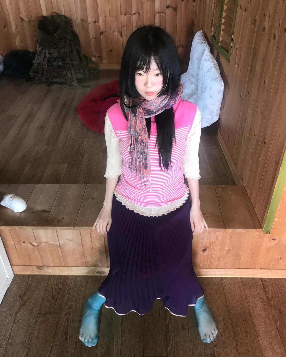 vintage pink scarf 상품이미지4