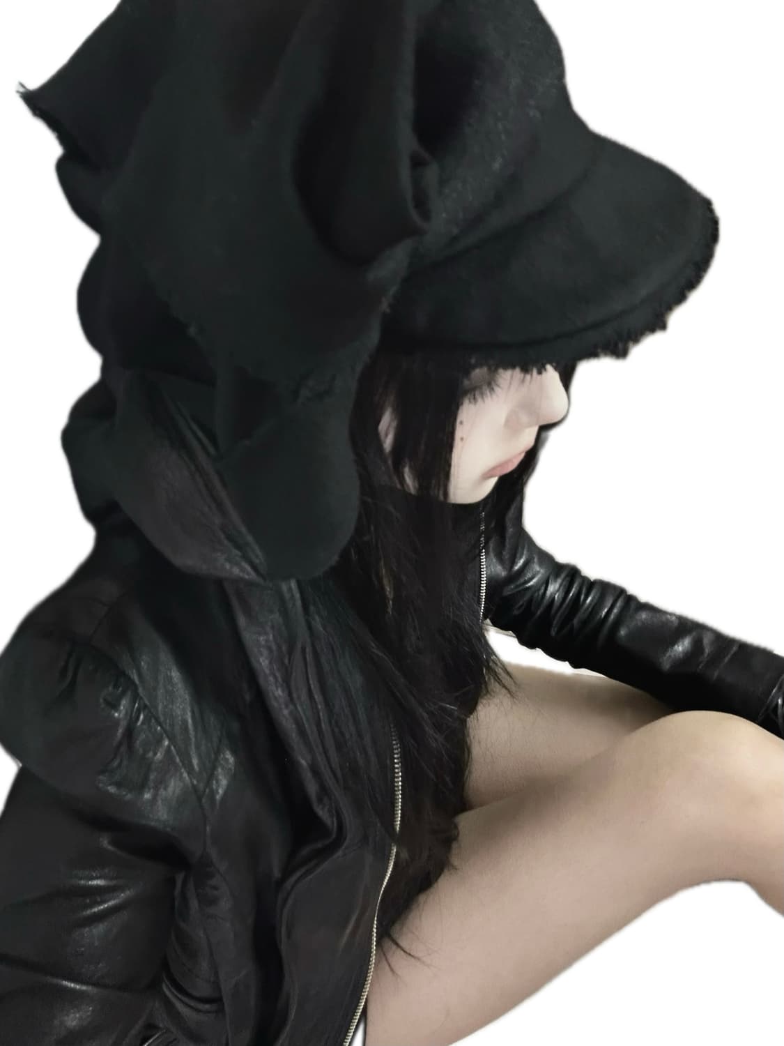 Ojos Scarf Veil Wool Cap / Black 상품이미지6