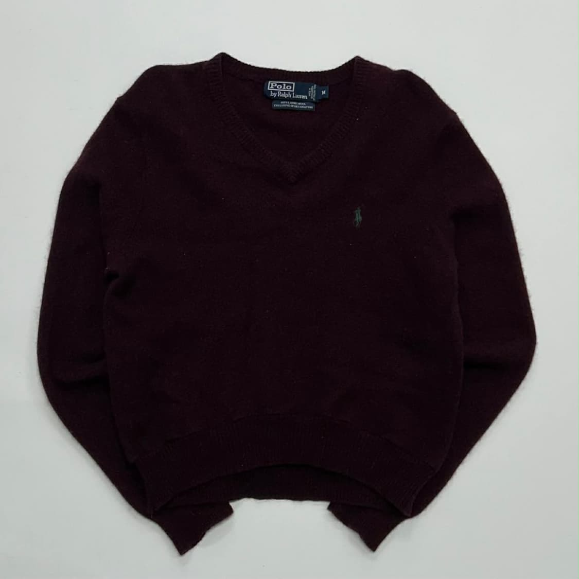 폴로 랄프로렌 버건디 램스울 100% 브이넥 걸즈 니트(M) 상품이미지2