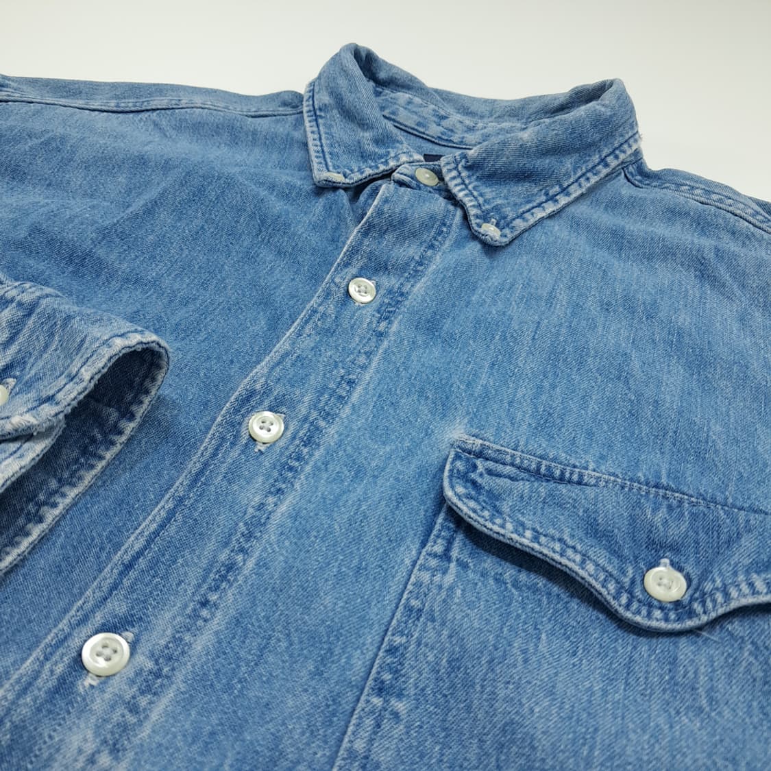 CN783 XL GAP 갭 90s USA 워시드 중청 데님 긴팔 셔츠 상품이미지5