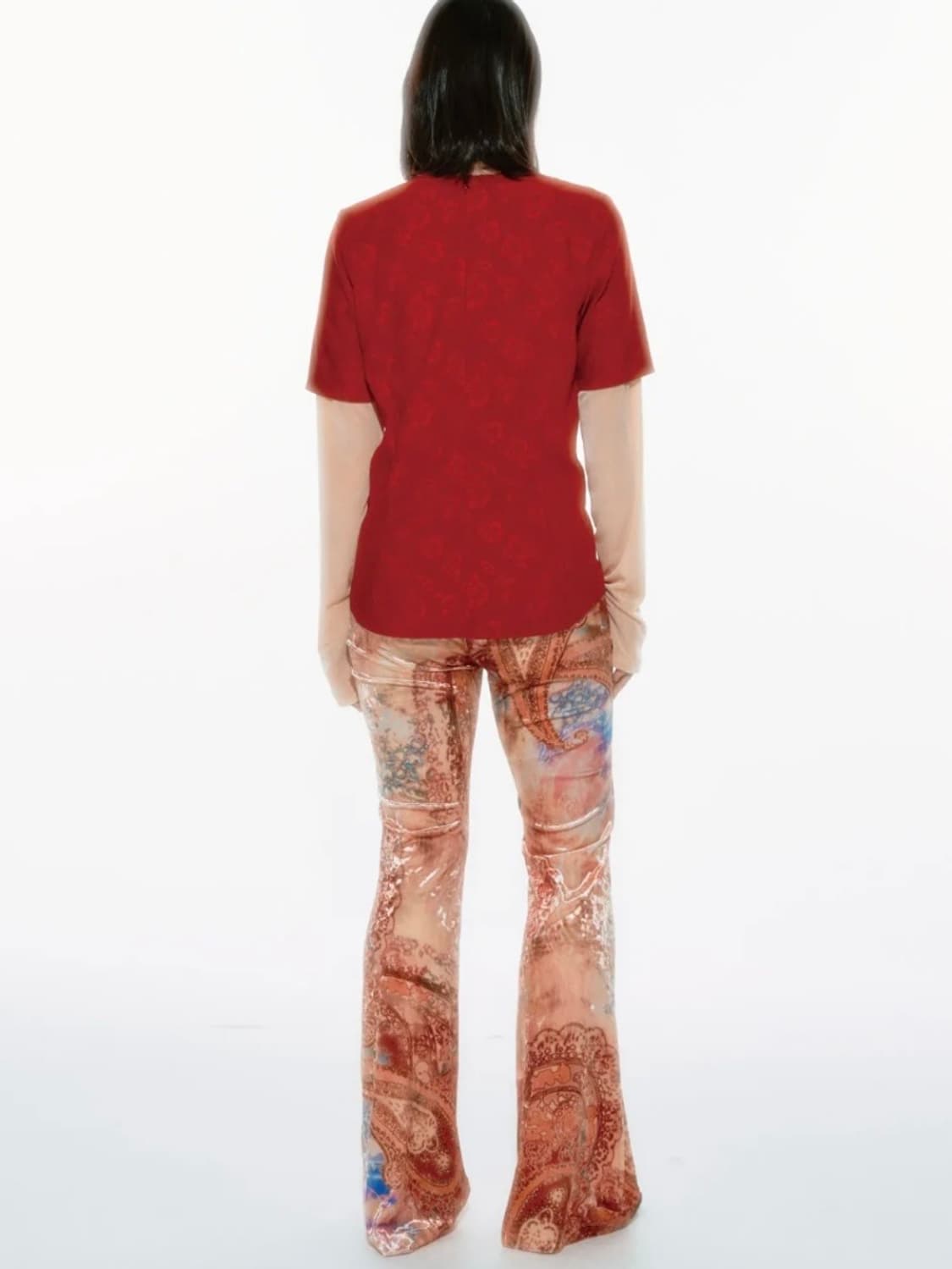 PAISLEY VELVET JERSEY PANTS (PINK) 상품이미지4