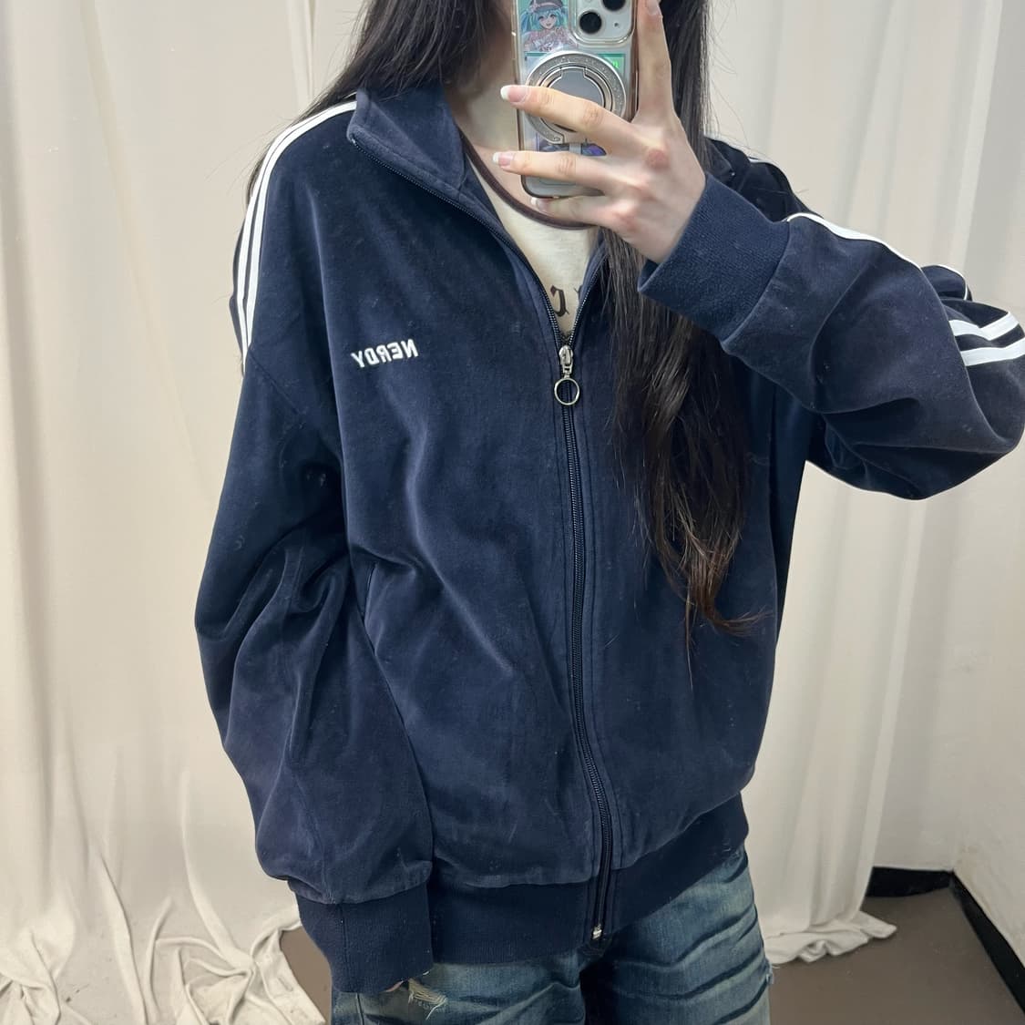 Nerdy navy velvet jersey 상품이미지3