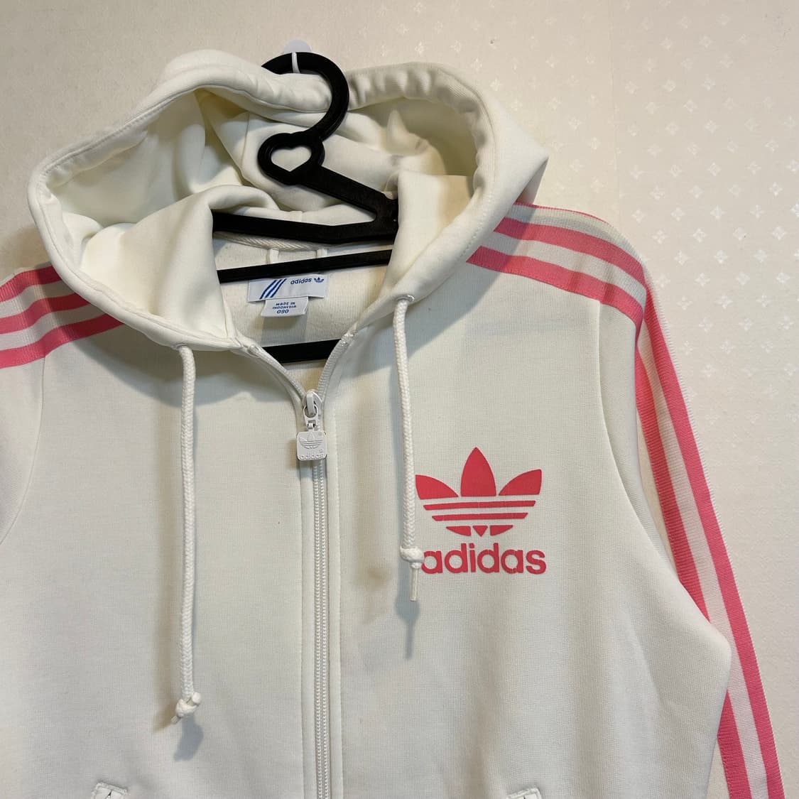 아디다스 플락 후드 져지 화이트 핑크 딸기우유 90  상품이미지5