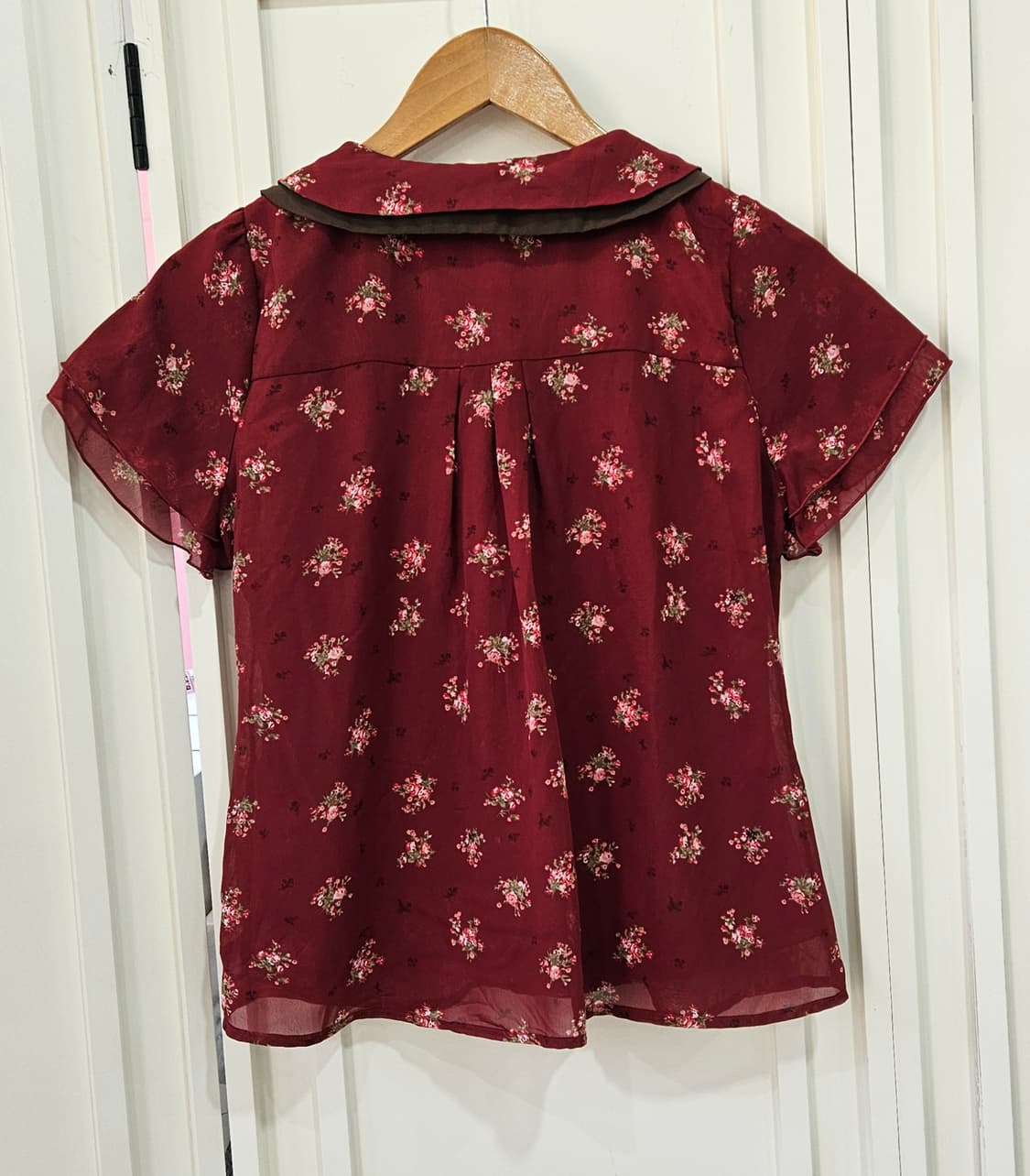 와인초코 플라워 리본 블라우스 상품이미지5