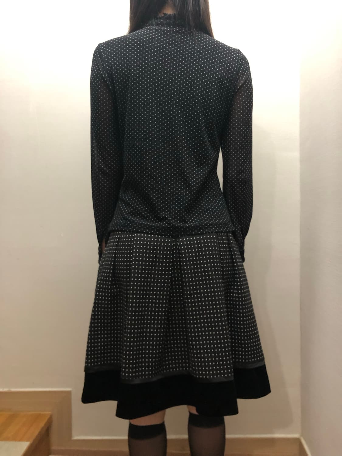 빈티지 블랙 도트 미디 스커트 상품이미지9