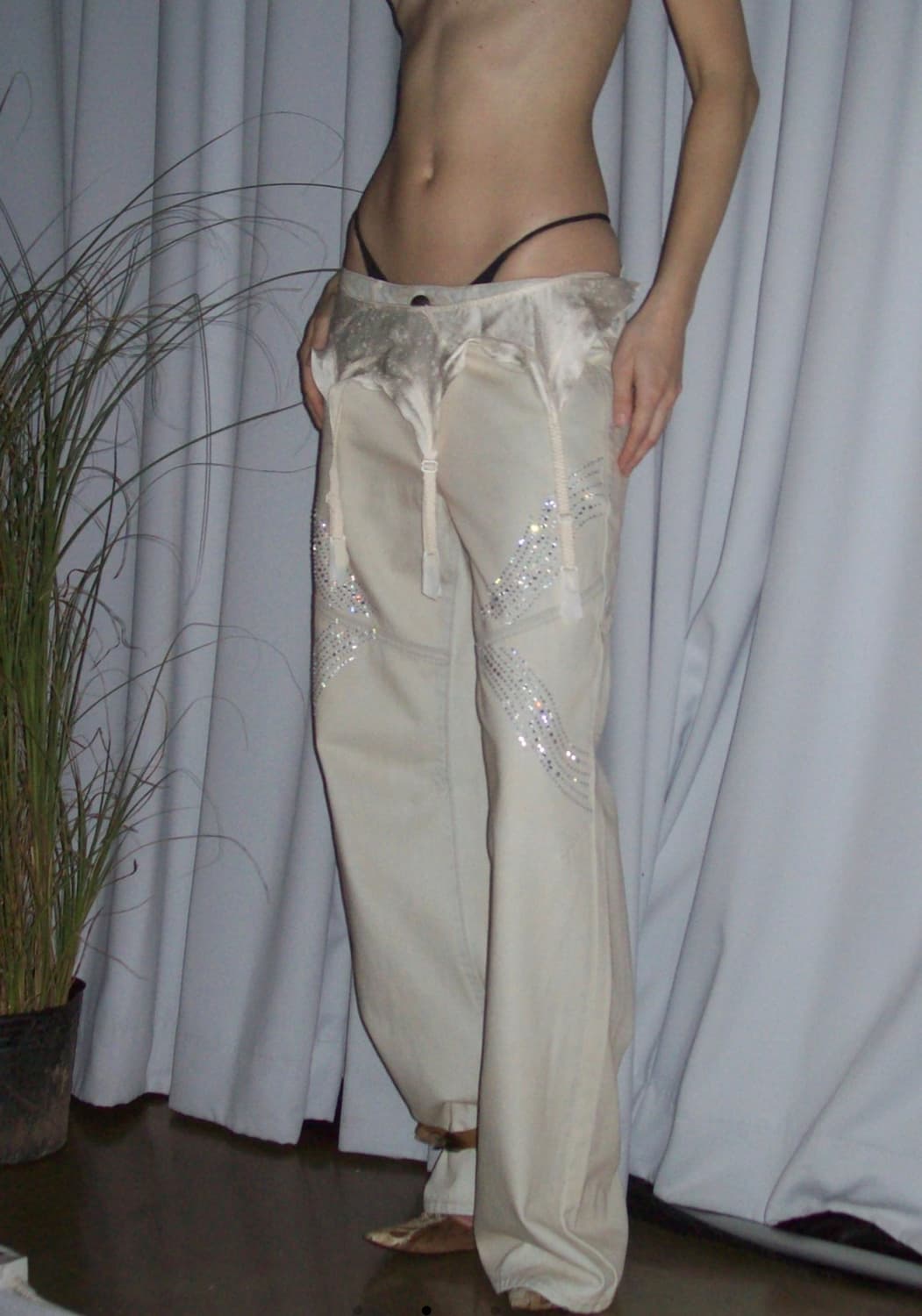 스컬프터 라인스톤 로우라이즈 데님 (틴티드워시) 상품이미지2