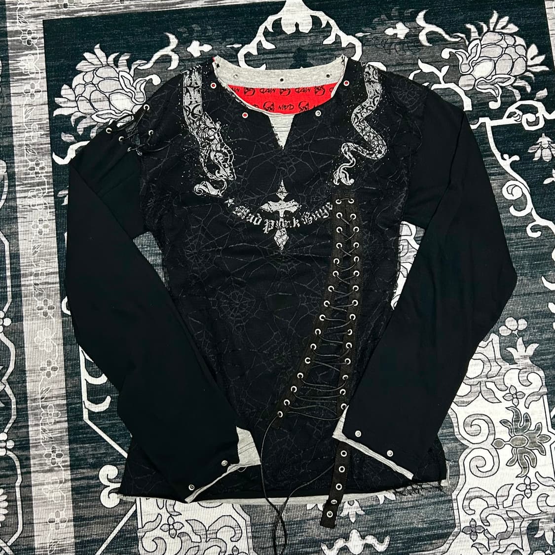 매드펑크 고스 아일렛 십자가 티셔츠 vkei v-kei 상품이미지1