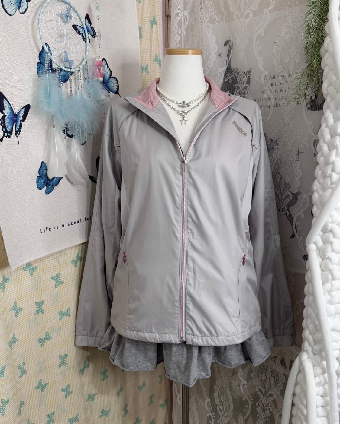 리복 연그레이 & 핑크 바람막이 상품이미지4