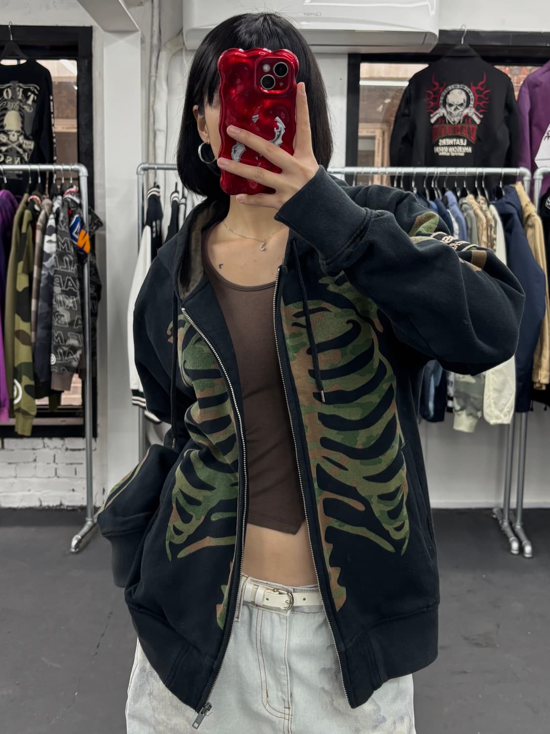 밴슨 레더 카모 본 후드집업 상품이미지3