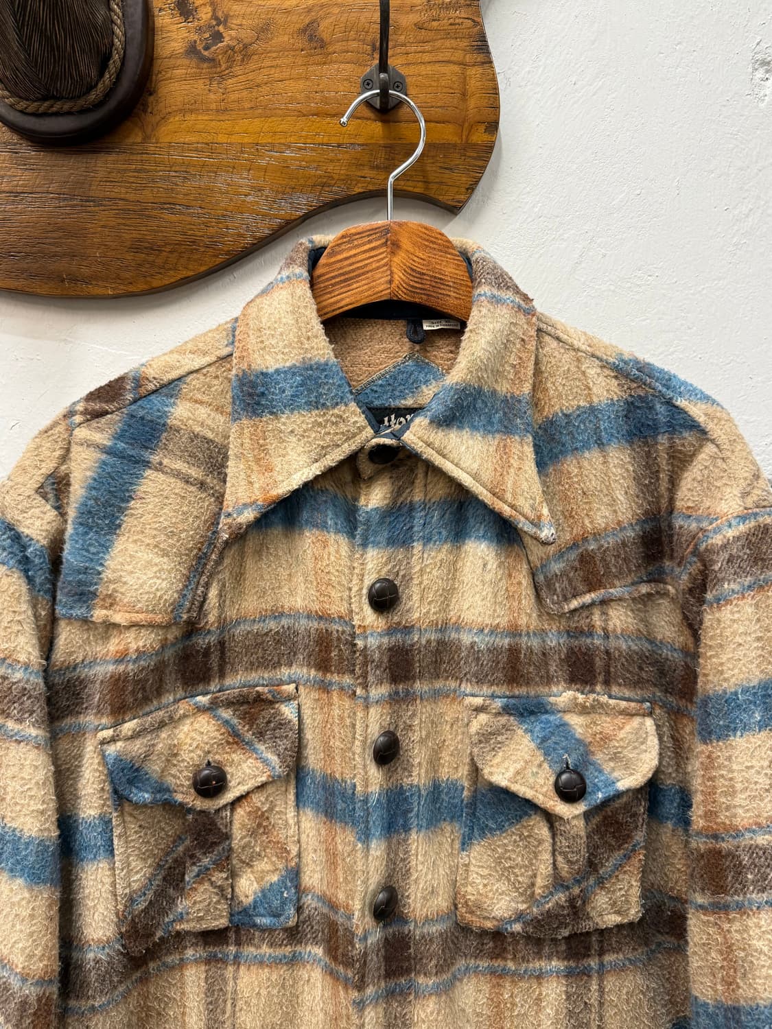 XL) 90s Sutton Place Check Wool Western  상품이미지1