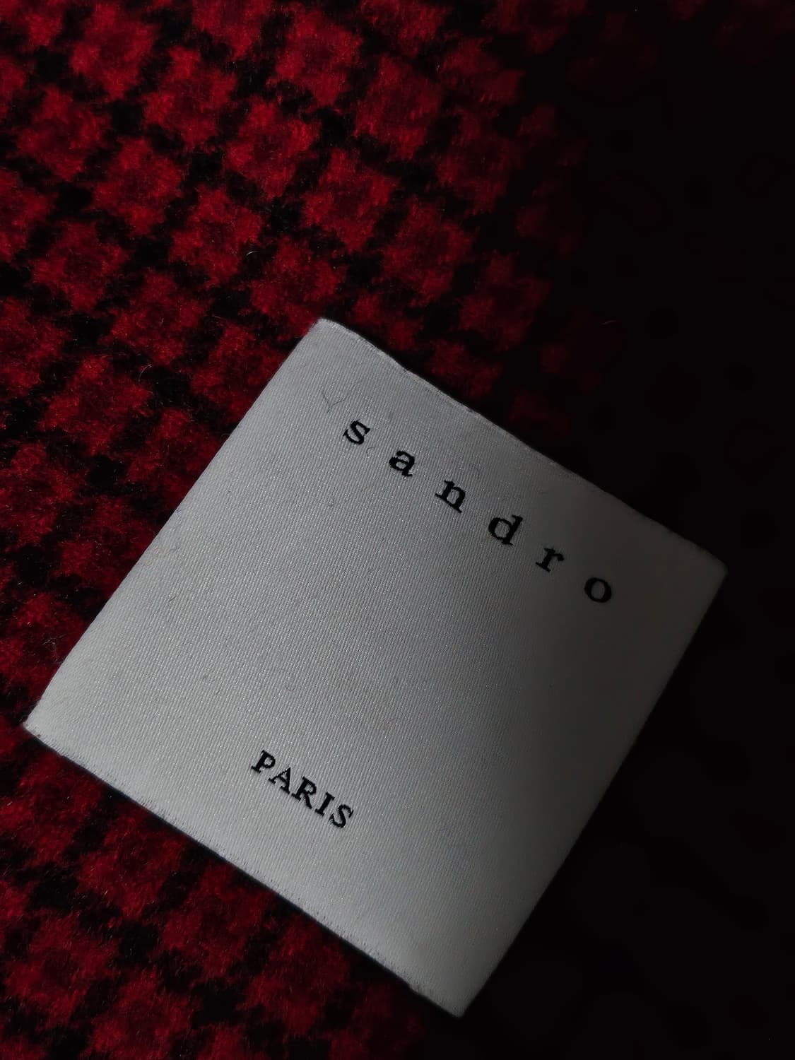 산드로 레드 블랙 체크 패턴 핸드메이드 울 혼방 코트 L 상품이미지2