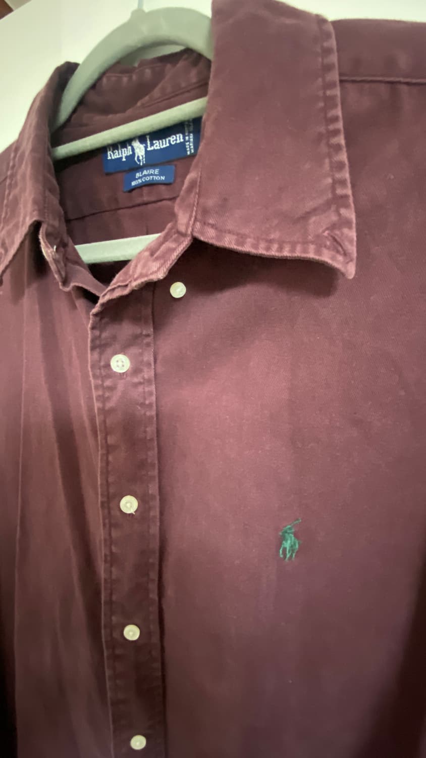 폴로 랄프로렌 버건디 반팔셔츠 XL 상품이미지3