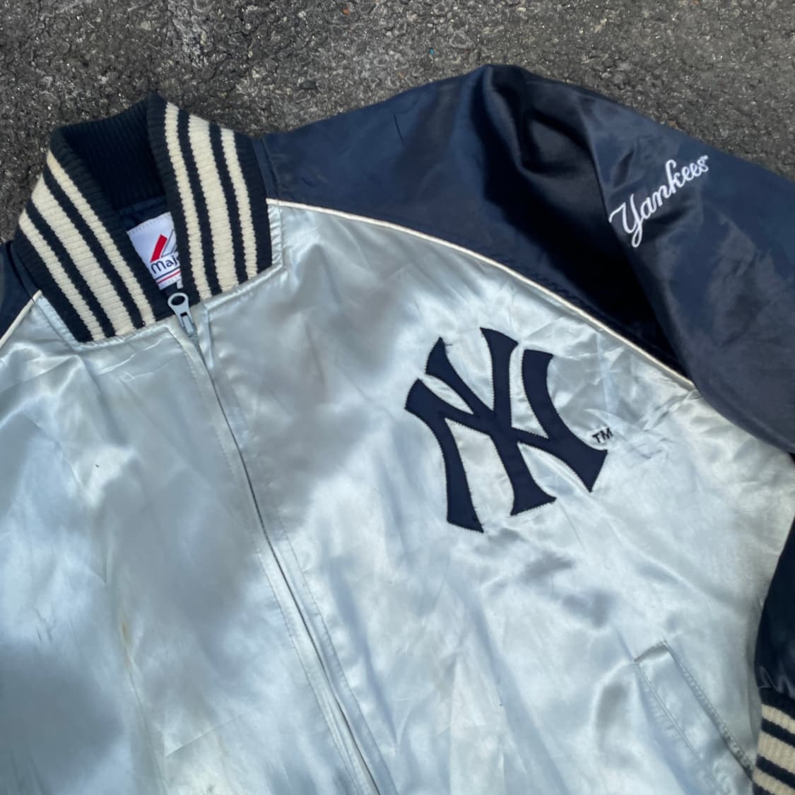 90s 마제스틱 양키즈 사틴 바시티 올드스쿨 스타디움 자켓 M 상품이미지2