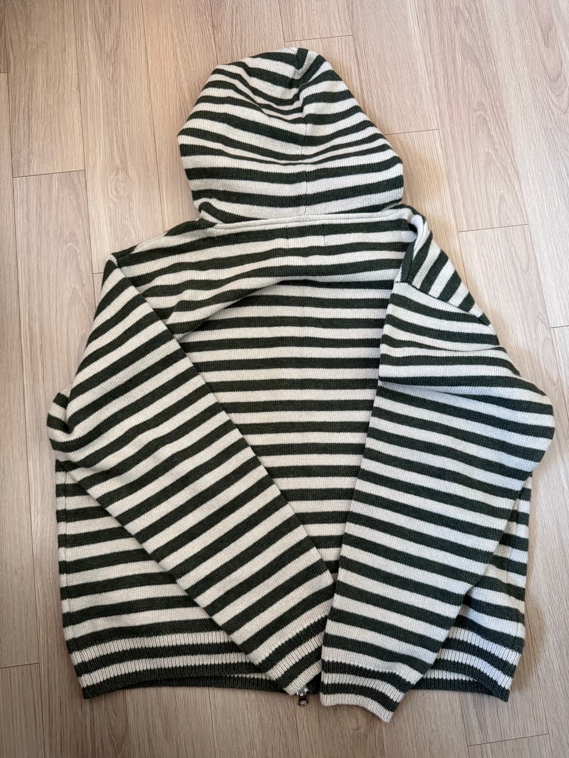 슬로우애시드 니트 후드집업 M 카키 상품이미지4