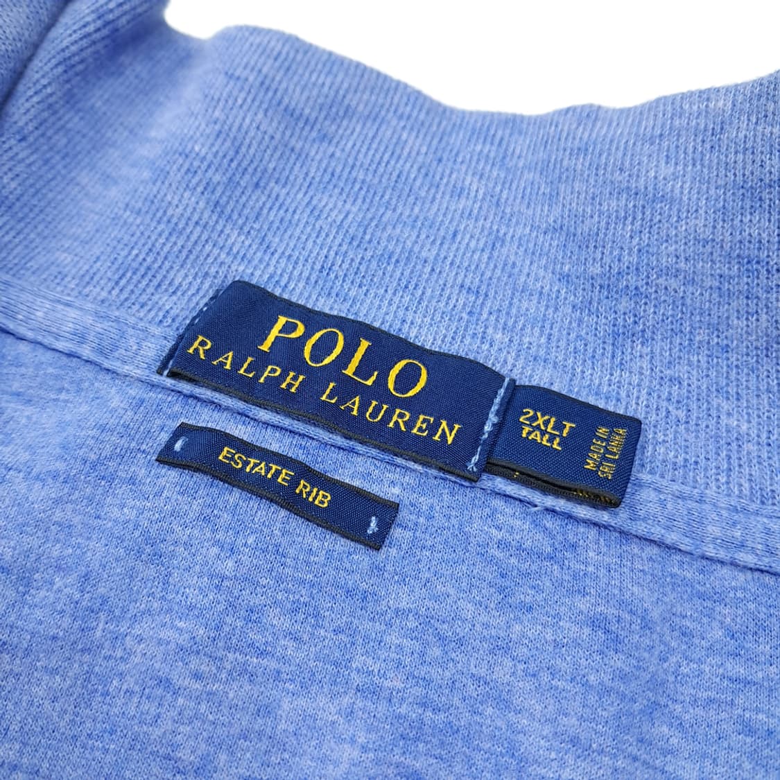 CL310 2XLT 폴로 코튼 가죽풀러 블루멜란지 하프집업 니트 상품이미지4