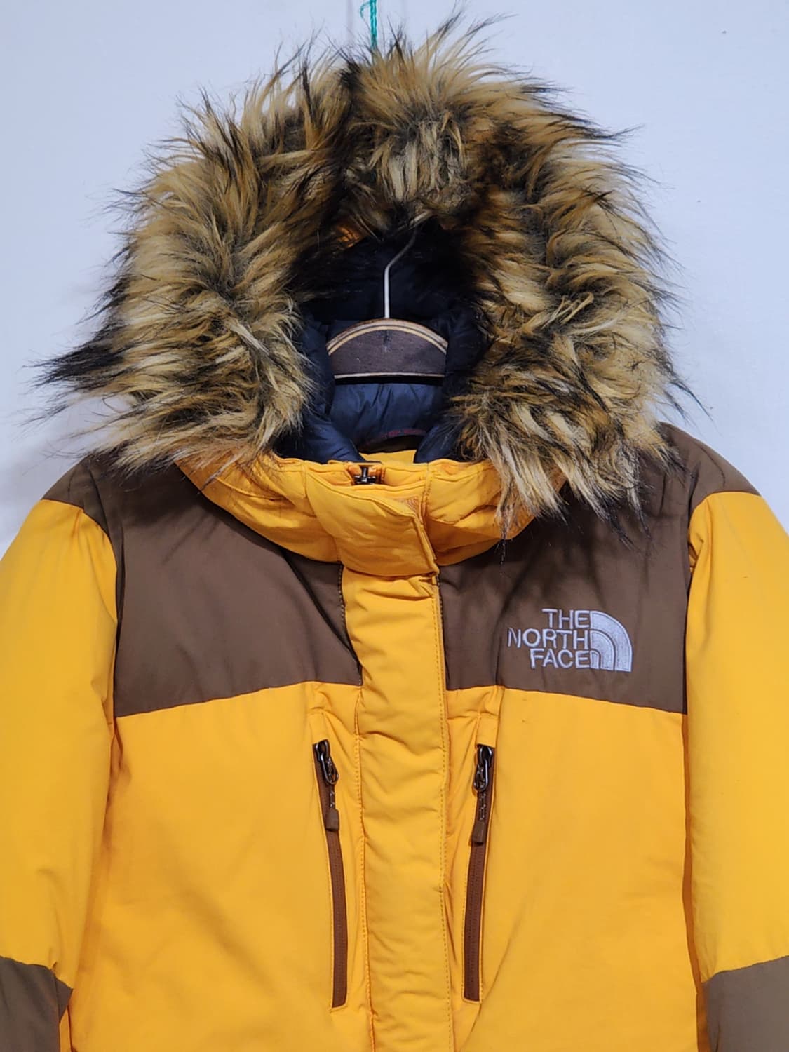 (100) 노스페이스 구스다운 패딩점퍼 노랑 투톤 거위털 후드자켓  상품이미지2