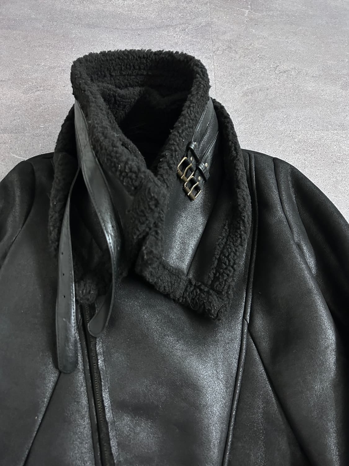 더블 하이넥 시어링 무스탕 자켓 상품이미지2