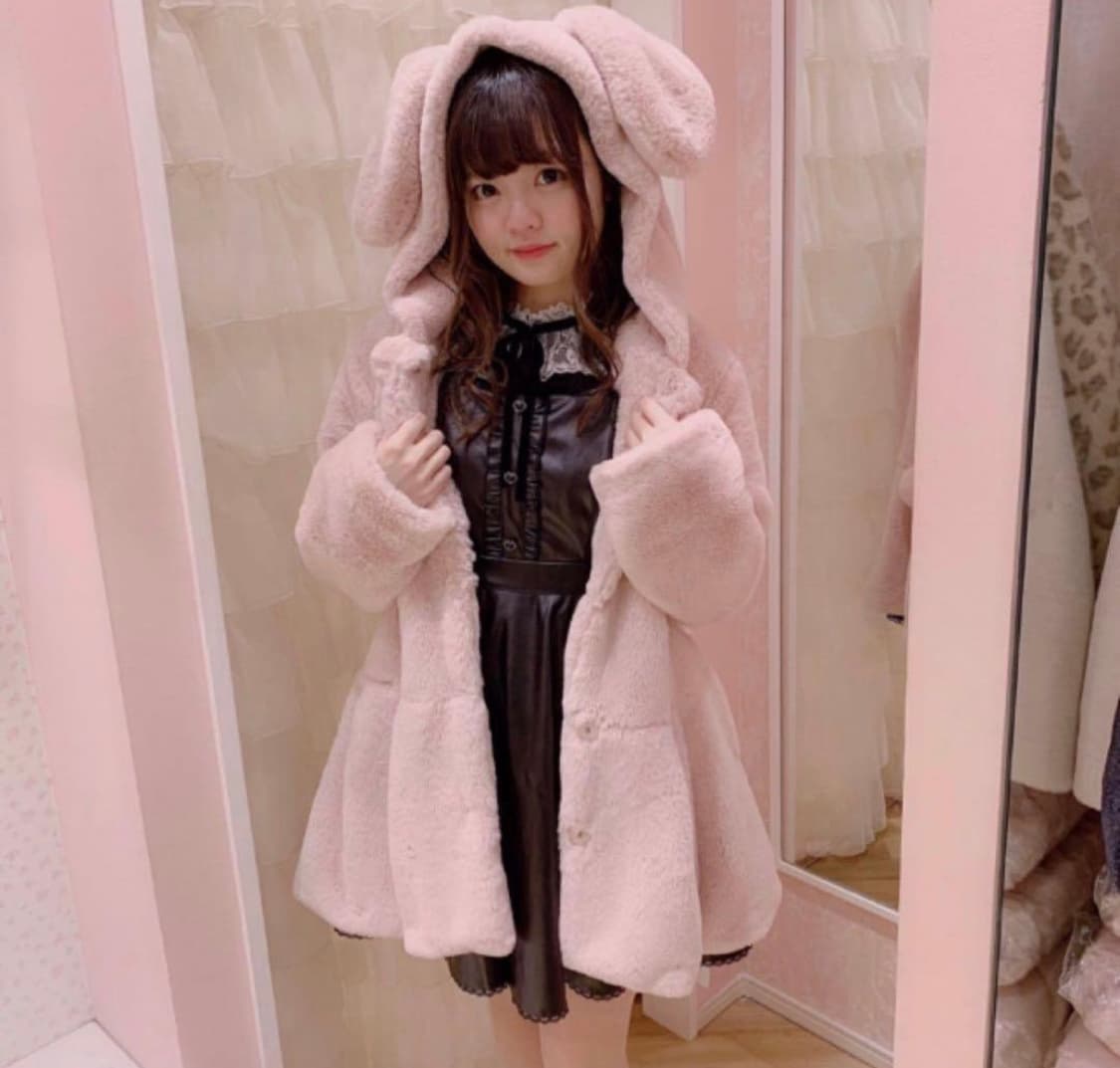 허니시나몬 우사미미 퍼자켓 코트 핑크 양산형 상품이미지2