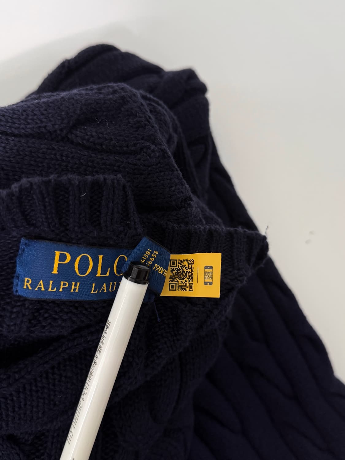 폴로 랄프로렌 신형 QR라벨 딥네이비 코튼 케이블 니트 상품이미지7