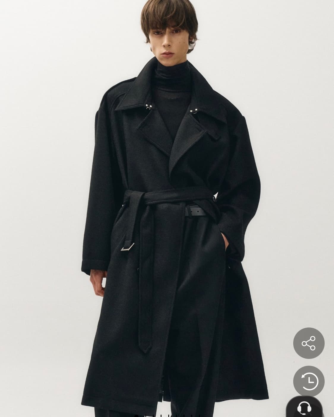 노이어 울 트위드 오버핏 트렌치 코트 블랙 50 상품이미지1