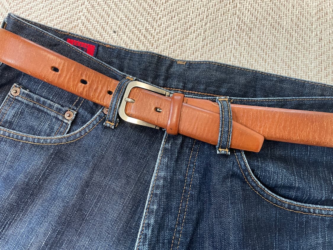 빈티지 브라운 실버버클 레더 벨트  J03891 상품이미지3