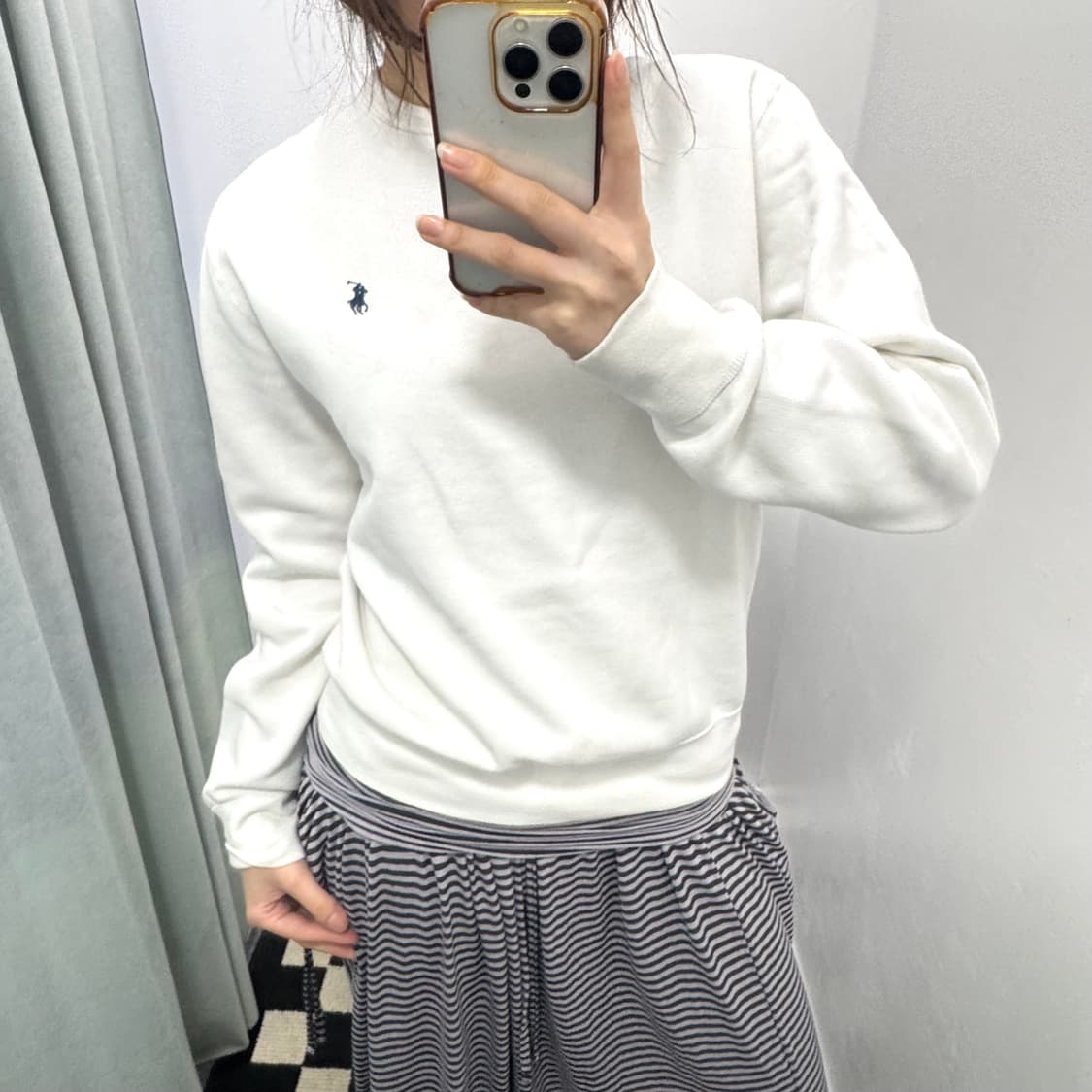 폴로 화이트 기모 스웻셔츠 상품이미지1