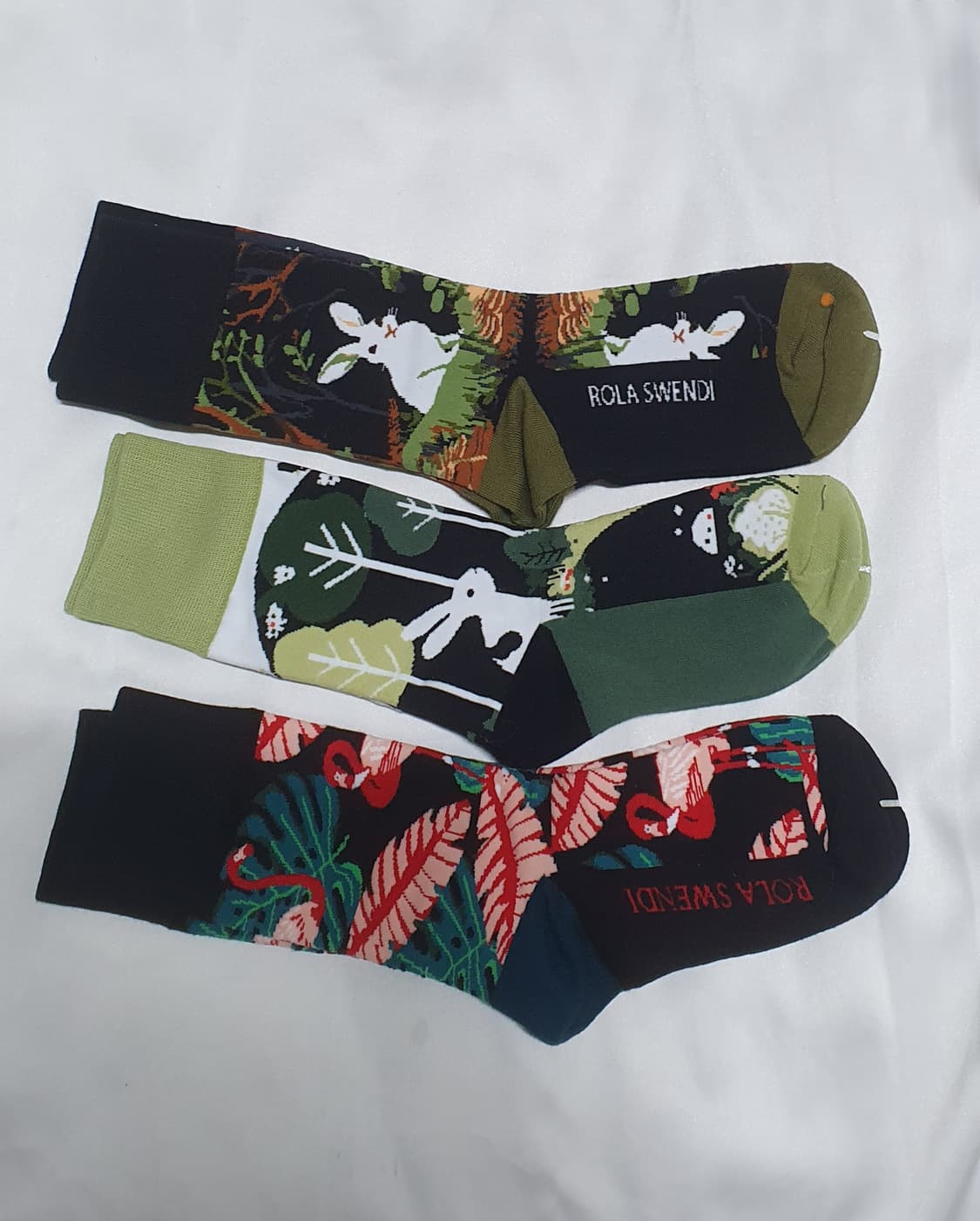 그린 올리브 동물패턴 토끼 타조 양말 상품이미지5