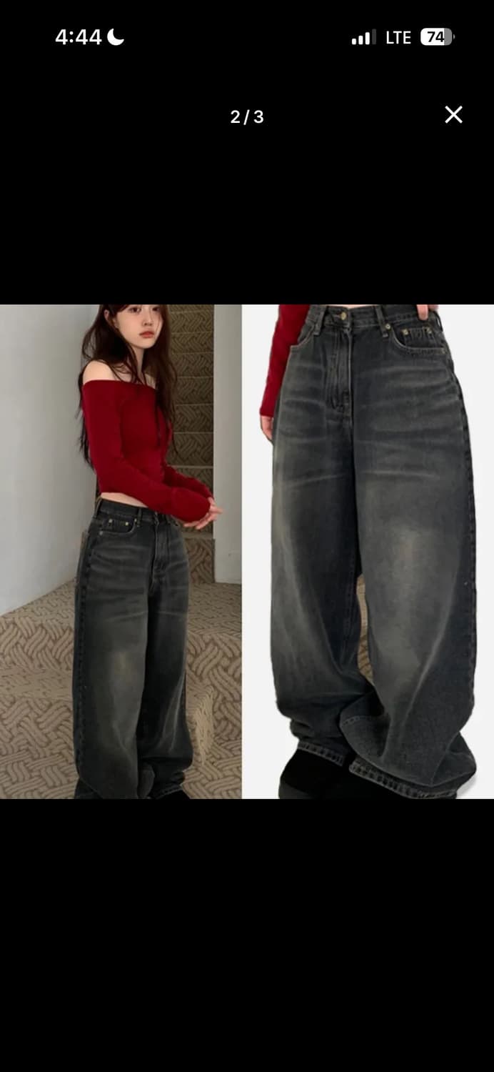 OOTJ 버킷 빈티지 워싱 와이드 데님 롱팬츠 상품이미지1