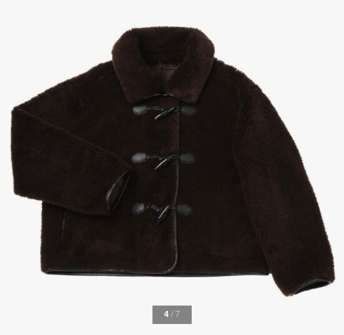 쉬즈미스 인조가죽 무스탕 하프자켓 다크브라운 55 상품이미지4