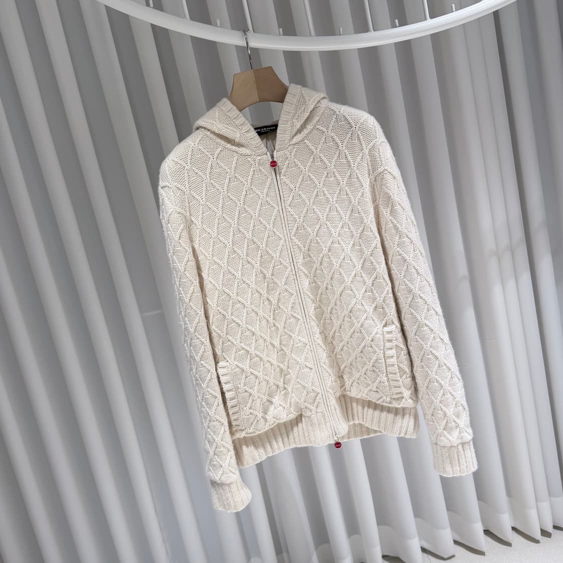 (A+/M) / 키톤 캐시미어 케이블 니트 후드집업 아이보리 상품이미지3