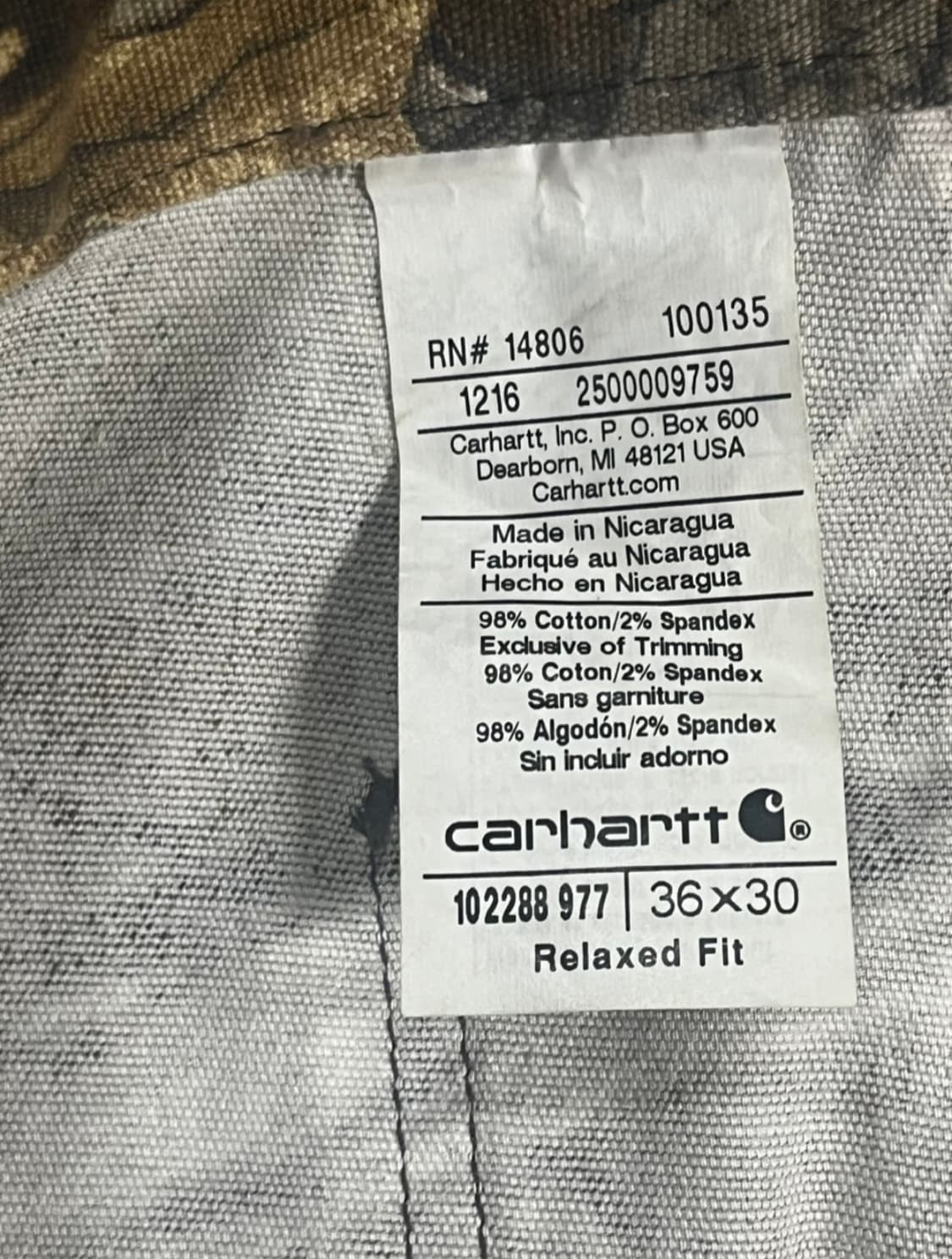 칼하트 리얼트리 팬츠 상품이미지4