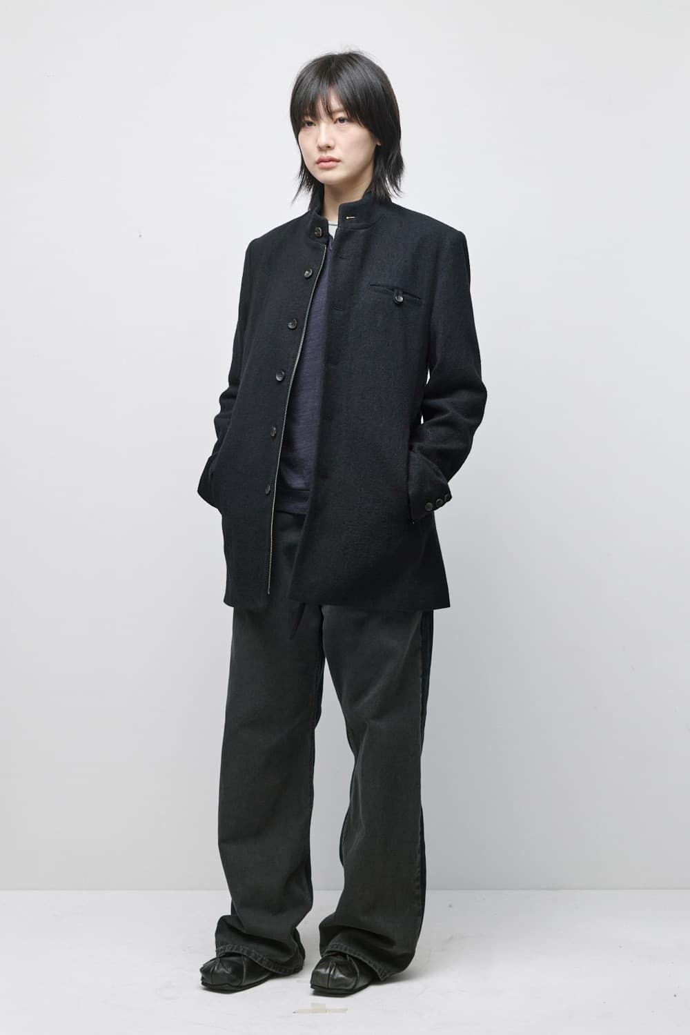 해칭룸 스탠드 카라 코트 상품이미지9