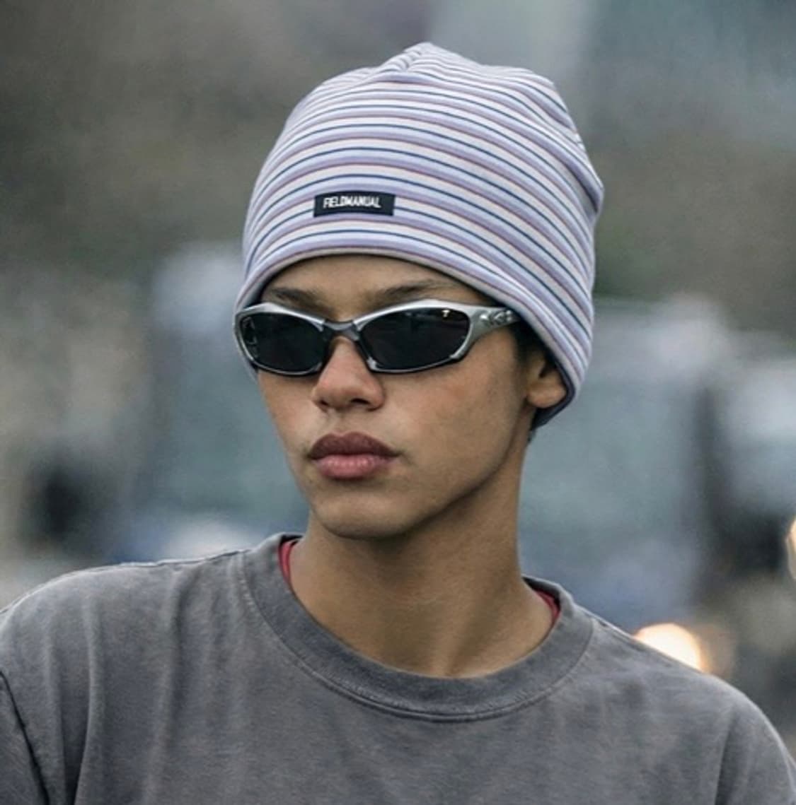 STRIPE FLEECE BEANIE PURPLE 상품이미지1