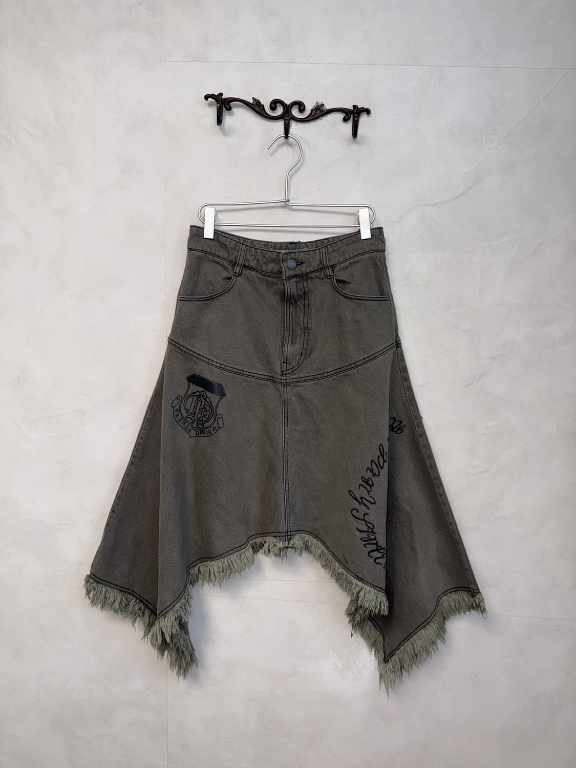 Prenda denim unbalanced midi skirt 상품이미지1